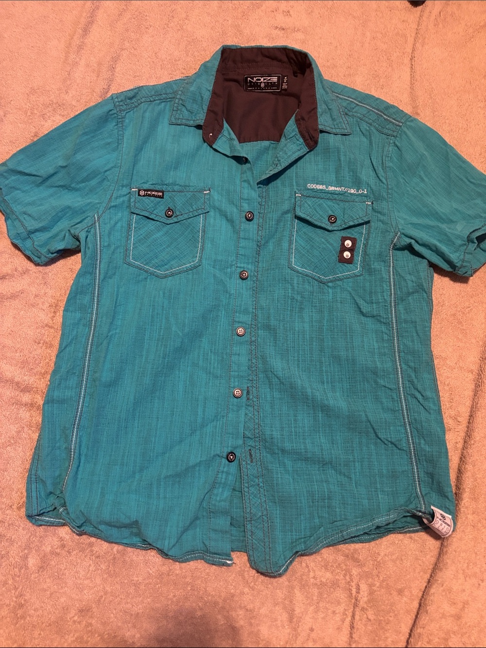 Noize Men’s Teal Short-Sleeve Button-Down Shirt